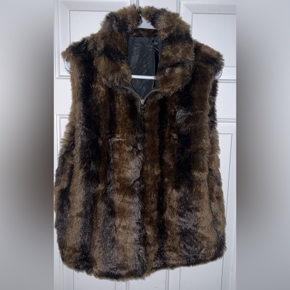 Reversible Faux Fur Vest in Brown and Black